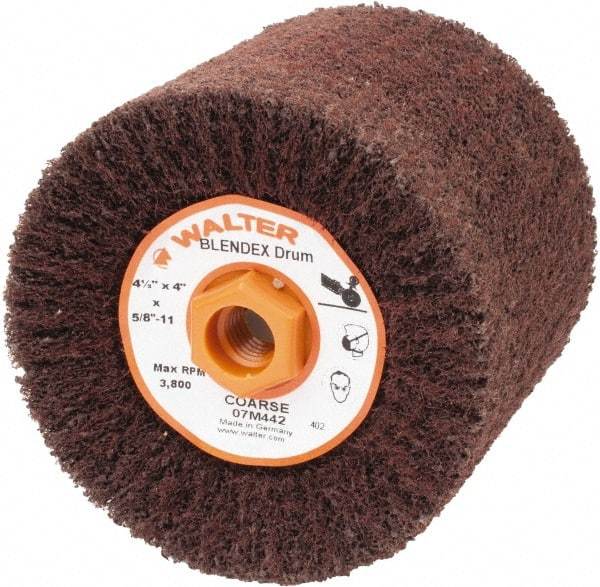 WALTER Surface Technologies - 4-1/2" Diam Aluminum Oxide Unmounted Flap Wheel - 5/8" Hole, 5/8-11 Thread, 4" Wide, Nonwoven, Coarse Grade, 3,800 Max RPM - Exact Industrial Supply