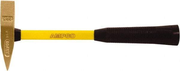 Ampco - 3 Lb Head Scaling Hammer - 15" Long, 1-3/4" Face Diam, Fiberglass Handle - Exact Industrial Supply