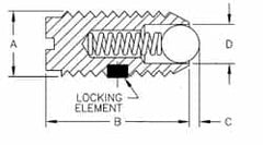 TE-CO - M8x1.25, 4.98mm Ball Diam, 16mm Body Length, 1.5mm Max Ball Reach, Threaded Ball Plunger - Exact Industrial Supply