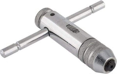 Interstate - 5/32 to 1/4" Tap Capacity, T Handle Tap Wrench - 3-3/8" Overall Length, Ratcheting - Exact Industrial Supply