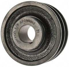 Browning - 1-1/8" Bore, 1-15/32 Long, 4-1/4" Outside Diam, Finished Bore Two Groove V Belt Sheave - 3.9 Belt Pitch B, 3-1/2" Pitch Diam of 4L Belt - Exact Industrial Supply