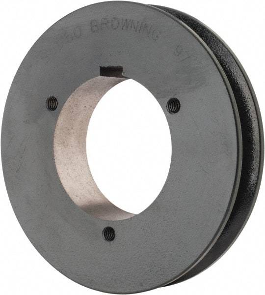 Browning - 1 Groove, 5/8 to 2-1/4 Bore Diam, 5.28" Outside Diam, QD Bushed V Belt Sheave - 5.1 5V Diam Belt Pitch - Exact Industrial Supply
