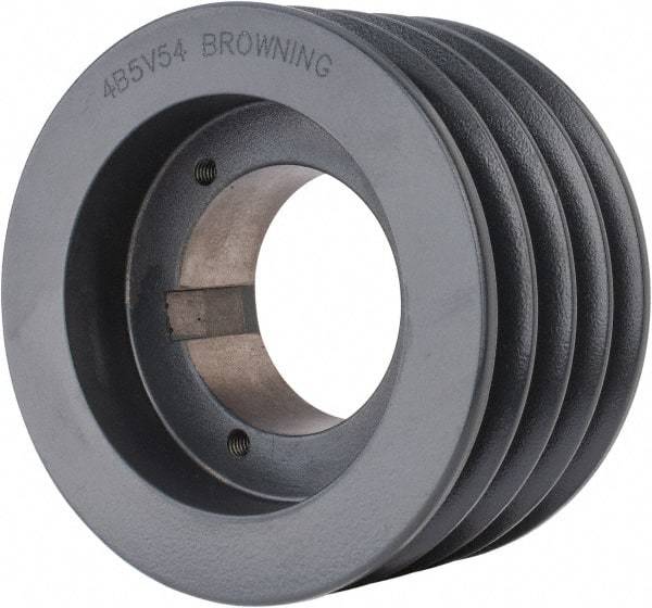 Browning - 4 Groove, 5/8 to 2-1/4 Bore Diam, 5.68" Outside Diam, QD Bushed V Belt Sheave - 5.5 5V Diam Belt Pitch - Exact Industrial Supply