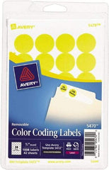 AVERY - 3/4" Wide x 3/4" Long, Neon Yellow Paper Color Coding Labels - For Laser/Inkjet Printers - Exact Industrial Supply
