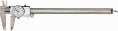 Mitutoyo - 0mm to 12" Range, 0.001" Graduation, 0.1" per Revolution, Dial Caliper - White Face, 2-1/2" Jaw Length, Accurate to 0.0020" - Exact Industrial Supply