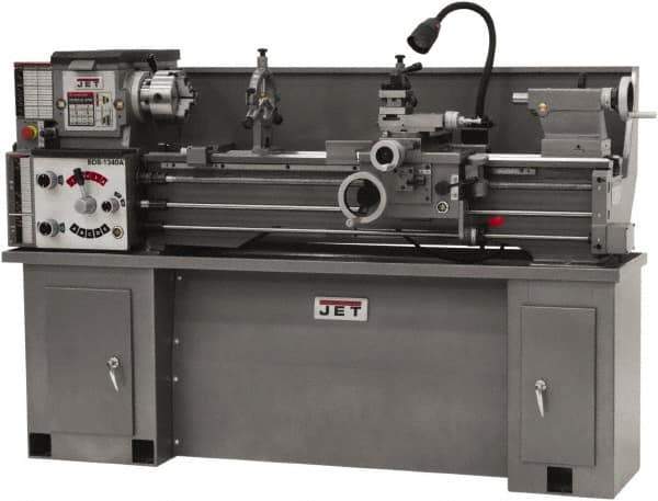 Jet - 13" Swing, 40" Between Centers, 230 Volt, Single Phase Bench Lathe - 5MT Taper, 2 hp, 60 to 1,240 RPM, 1-3/8" Bore Diam, 32" Deep x 45" High x 71" Long - Exact Industrial Supply