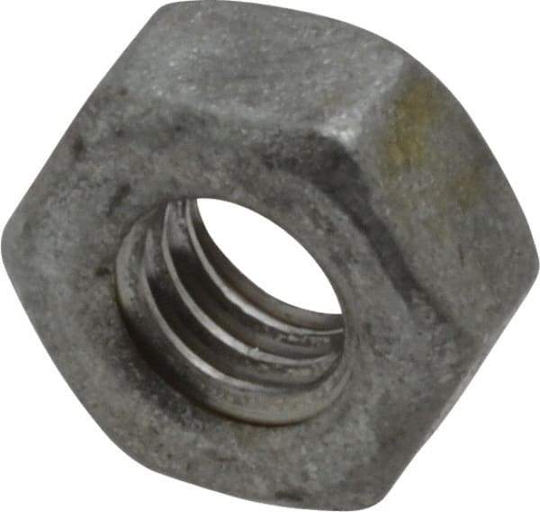 Value Collection - 1/4-20 UNC Steel Right Hand Hex Nut - 7/16" Across Flats, 7/32" High, Hot Dipped Galvanized Finish - Exact Industrial Supply