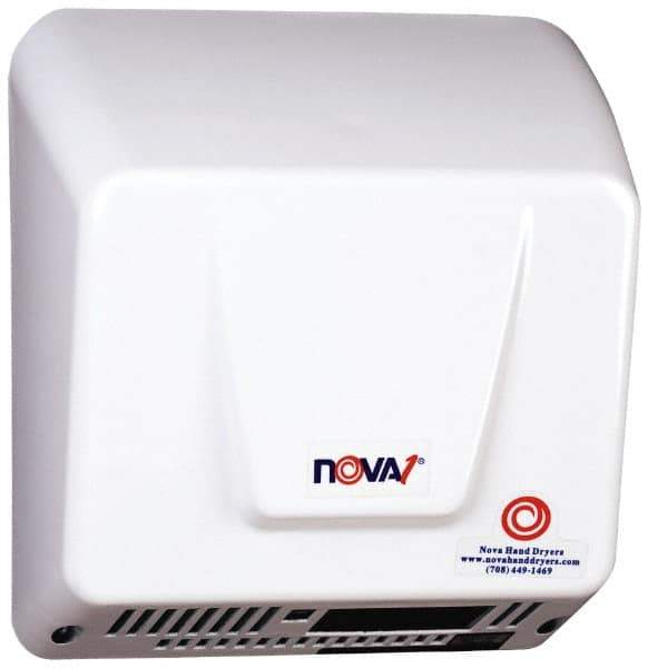 World Dryer - 1000 Watt White Finish Electric Hand Dryer - 120/208/240 Volts, 8 Amps, 9-1/4" Wide x 9-3/4" High x 4" Deep - Exact Industrial Supply