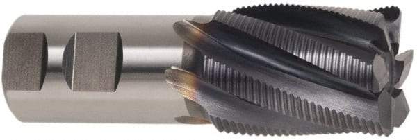 Hertel - 2" Diam, Coarse Pitch, 6" LOC, 8 Flute Cobalt Roughing Square End Mill - Uncoated, 9-3/4" OAL, 2" Shank Diam, Single End, 30° Helix - Exact Industrial Supply