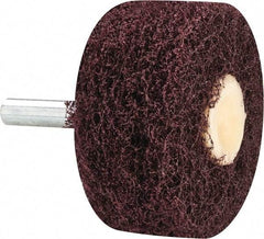 Merit Abrasives - 2" Diam, Medium Mounted Scrubber Buffing Wheel - 3 Ply, Medium Grade, 1/4" Shank Diam, 12,000 RPM - Exact Industrial Supply