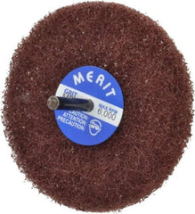 Merit Abrasives - 4" Diam, Medium Mounted Scrubber Buffing Wheel - 1 Ply, Medium Grade, 1/4" Shank Diam, 6,000 RPM - Exact Industrial Supply