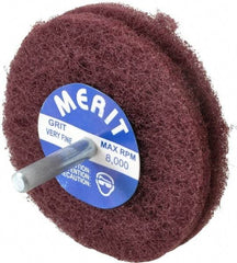 Merit Abrasives - 3" Diam, Medium Mounted Scrubber Buffing Wheel - 2 Ply, Very Fine Grade, 1/4" Shank Diam, 8,000 RPM - Exact Industrial Supply