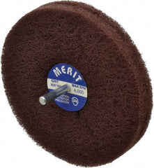 Merit Abrasives - 5" Diam, Medium Mounted Scrubber Buffing Wheel - 2 Ply, Very Fine Grade, 1/4" Shank Diam, 4,000 RPM - Exact Industrial Supply