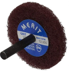 Merit Abrasives - 2" Diam, Medium Mounted Scrubber Buffing Wheel - 1 Ply, Very Fine Grade, 1/4" Shank Diam, 12,000 RPM - Exact Industrial Supply