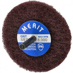 Merit Abrasives - 3" Diam, Medium Mounted Scrubber Buffing Wheel - 1 Ply, Medium Grade, 1/4" Shank Diam, 8,000 RPM - Exact Industrial Supply