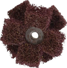 Merit Abrasives - 2" Diam Medium Density Cross Buff - 2 Plys, 1/4-20 Thread, Medium Grade, 12,000 Max RPM - Exact Industrial Supply