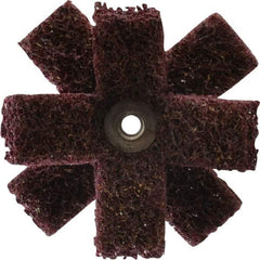 Merit Abrasives - 3" Diam Medium Density Cross Buff - 2 Plys, 1/4-20 Thread, Medium Grade, 8,000 Max RPM - Exact Industrial Supply