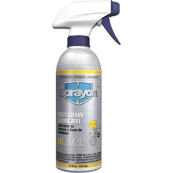 Sprayon - 16 oz Aerosol Extreme Pressure Chain & Cable Lubricant - Light Amber, -20 to 300°F, Food Grade - Exact Industrial Supply