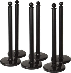 PRO-SAFE - 40" High, 2-1/2" Pole Diam, Warning Post - 14" Base Diam, Black Plastic Post - Exact Industrial Supply