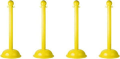 PRO-SAFE - 41" High, 3" Pole Diam, Warning Post - 16" Base Diam, Yellow Plastic Post - Exact Industrial Supply