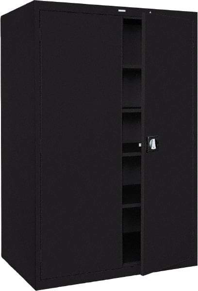 Sandusky Lee - 5 Shelf Locking Storage Cabinet - Steel, 46" Wide x 24" Deep x 72" High, Black - Exact Industrial Supply