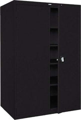 Sandusky Lee - 5 Shelf Locking Storage Cabinet - Steel, 46" Wide x 24" Deep x 72" High, Black - Exact Industrial Supply