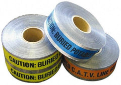 NMC - Caution: Buried Reclaimed Water Line Below, Detectable Underground Tape - 1,000 Ft. Long x 6 Inch Wide Roll, Polyethylene on Aluminum, 5 mil Thick, Purple - Exact Industrial Supply