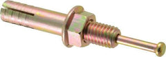 Wej-It - 1/2" Diam, 1/2" Drill, 2-3/4" OAL, 1-3/4" Min Embedment Hammer Drive Concrete Anchor - Grade 5 Iron (Pin)/Steel (Body), Zinc Yellow Dichromate Finish, Hex Nut Head, Hex Drive - Exact Industrial Supply