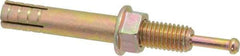 Wej-It - 1/2" Diam, 1/2" Drill, 3-1/2" OAL, 2-1/4" Min Embedment Hammer Drive Concrete Anchor - Grade 5 Iron (Pin)/Steel (Body), Zinc Yellow Dichromate Finish, Hex Nut Head, Hex Drive - Exact Industrial Supply