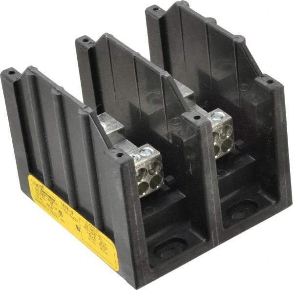 Cooper Bussmann - 2 Poles, 175 Amp, 8-2/0 AWG (Al), 14-2/0 AWG (Cu) Primary, 4-14 AWG (Cu), 4-8 AWG (Al) Secondary, Thermoplastic Power Distribution Block - 600 VAC/VDC, 1 Primary Connection, 3.58 Inch Long x 3.32 Inch Deep x 4 Inch High - Exact Industrial Supply