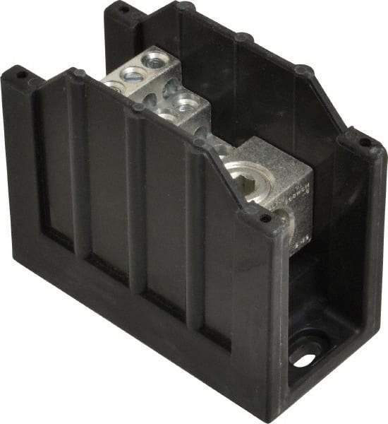 Cooper Bussmann - 1 Pole, 310 Amp, 350 kcmil-6 AWG (Cu/Al) Primary, 4-12 AWG (Al), 4-14 AWG (Cu) Secondary, Thermoplastic Power Distribution Block - 600 VAC/VDC, 1 Primary Connection, 1.96 Inch Long x 3.32 Inch Deep x 4 Inch High - Exact Industrial Supply