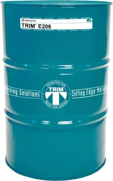 Master Fluid Solutions - TRIM E206, 54 Gal Drum Cutting & Grinding Fluid - Water Soluble, For Gear Hobbing, Heavy-Duty Broaching, High Speed Turning - Exact Industrial Supply