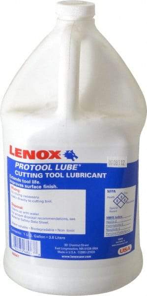 Lenox - Protool Lube, 1 Gal Bottle Sawing Fluid - Synthetic, For Cutting, Drilling, Milling, Reaming, Tapping - Exact Industrial Supply