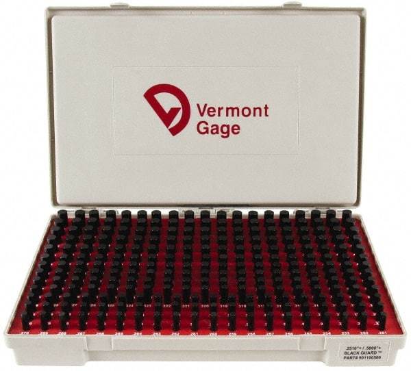 Vermont Gage - 250 Piece, 0.251-0.5 Inch Diameter Plug and Pin Gage Set - Plus 0.0002 Inch Tolerance, Class ZZ - Exact Industrial Supply