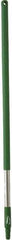 Vikan - 39-1/2 x 1-1/4" Stainless Steel Squeegee Handle - European Threaded Connection, Green - Exact Industrial Supply