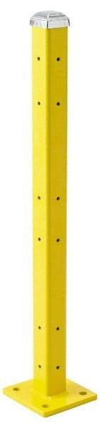 Steel King - Triple 42 Inch High Corner and Center Steel Guard Rail Mount Post - Yellow, For Use with Steel King Railing - Exact Industrial Supply