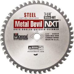 M.K. MORSE - 7-1/4" Diam, 5/8" Arbor Hole Diam, 48 Tooth Wet & Dry Cut Saw Blade - Steel, Diamond Arbor - Exact Industrial Supply