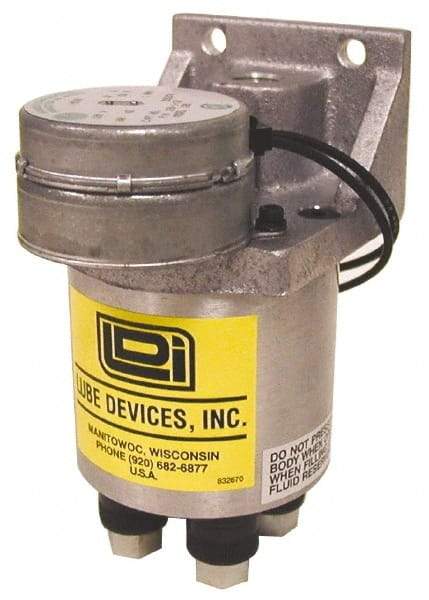 LDI Industries - 0.16 cc Output per Cycle, 2 Outlet Central Lubrication System Electric Pump - 66.55mm Wide x 134.37mm High, 120 Volt, Oil/Grease, 1/8-27 Outlet Thread, NPTF - Exact Industrial Supply