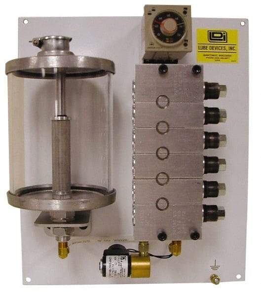 LDI Industries - 75 Cu. Inch Reservoir Capacity, 0.16 cc Output per Cycle, 2 Outlet Panel-Mounted Central Lubrication System Air-Operated Pump - Grease, 1/8-27 Outlet Thread, NPTF - Exact Industrial Supply