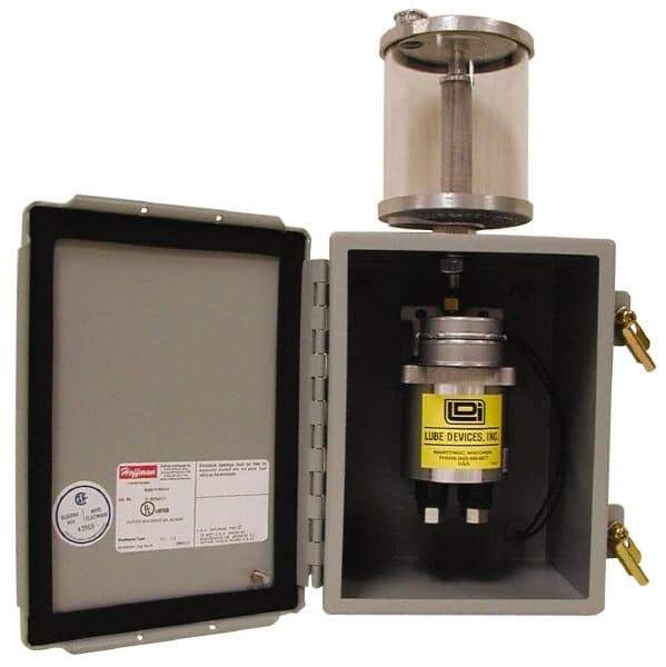 LDI Industries - 1 Quart Reservoir Capacity, 0.16 cc Output per Cycle, 4 Outlet Box-Mounted Central Lubrication System Air-Operated Pump - Oil, 1/8-27 Outlet Thread, NPTF - Exact Industrial Supply