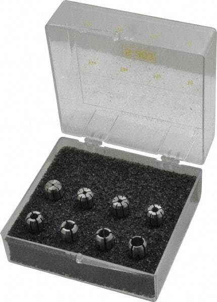 Kennametal - 8 Piece, 3/64" to 1/4" Capacity, Double Angle Collet Set - Series DA300 - Exact Industrial Supply
