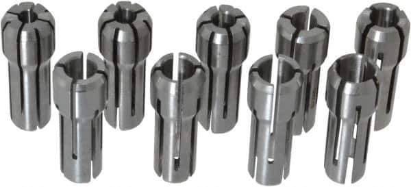 Kennametal - 9 Piece, 1/8" to 1/4" Capacity, Double Angle Collet Set - Series DA300 - Exact Industrial Supply