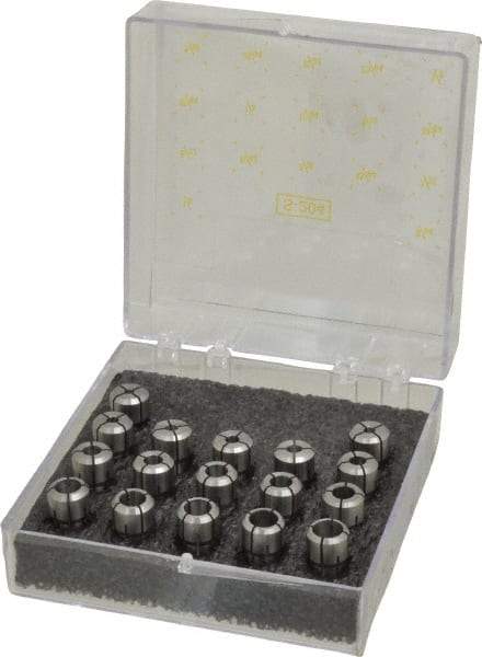 Kennametal - 17 Piece, 1/8" to 3/8" Capacity, Double Angle Collet Set - Series DA200 - Exact Industrial Supply