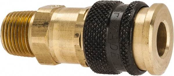 Parker - 1/2-14 Male NPTF Industrial Pneumatic Hose Coupler - Brass, 1/2" Body Diam - Exact Industrial Supply