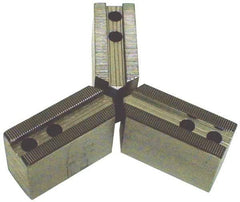 H & R Manufacturing - 5" Chuck Capacity, 1.5mm x 60° Serrated Attachment, Square Soft Lathe Chuck Jaw - 3 Jaws, Steel, 1.69" Btw Mount Hole Ctrs, 7-1/2" Long x 2-1/2" Wide x 5" High, 1" Groove, 20mm Fastener - Exact Industrial Supply