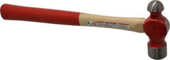 Proto - 1-1/2 Lb Head Ball Pein Hammer - Wood Handle with Red Laquer Grip, 15" OAL - Exact Industrial Supply