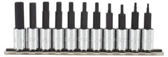 Proto - 11 Piece 1/4" Drive Inch Hex Bit Socket Set - 1/16 to 5/16" Hex - Exact Industrial Supply