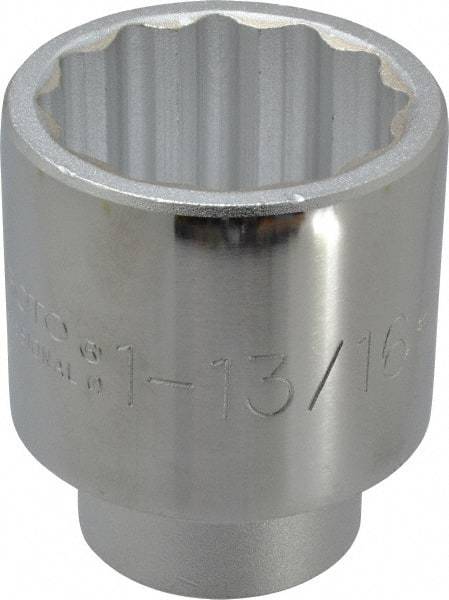 Proto - 1-13/16", 3/4" Drive, Standard Hand Socket - 12 Points, 2-29/32" OAL, Chrome Finish - Exact Industrial Supply