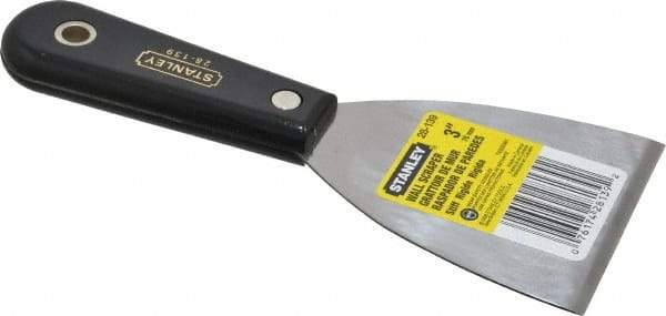 Stanley - Stiff Steel 1-Edge Scraper - 3" Blade Width x 3-5/8" Blade Length, 3-7/8" Long Nylon Handle - Exact Industrial Supply