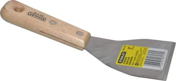 Stanley - Steel Bent Scraper - 3" Blade Width x 4-3/8" Blade Length, 4-7/8" Long Hardwood Handle - Exact Industrial Supply